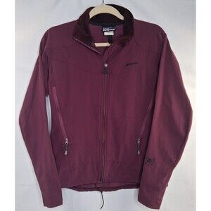 Women's Patagonia Adze Maroon Purple Gray Fleece Lined Soft Shell Jacket Sz M